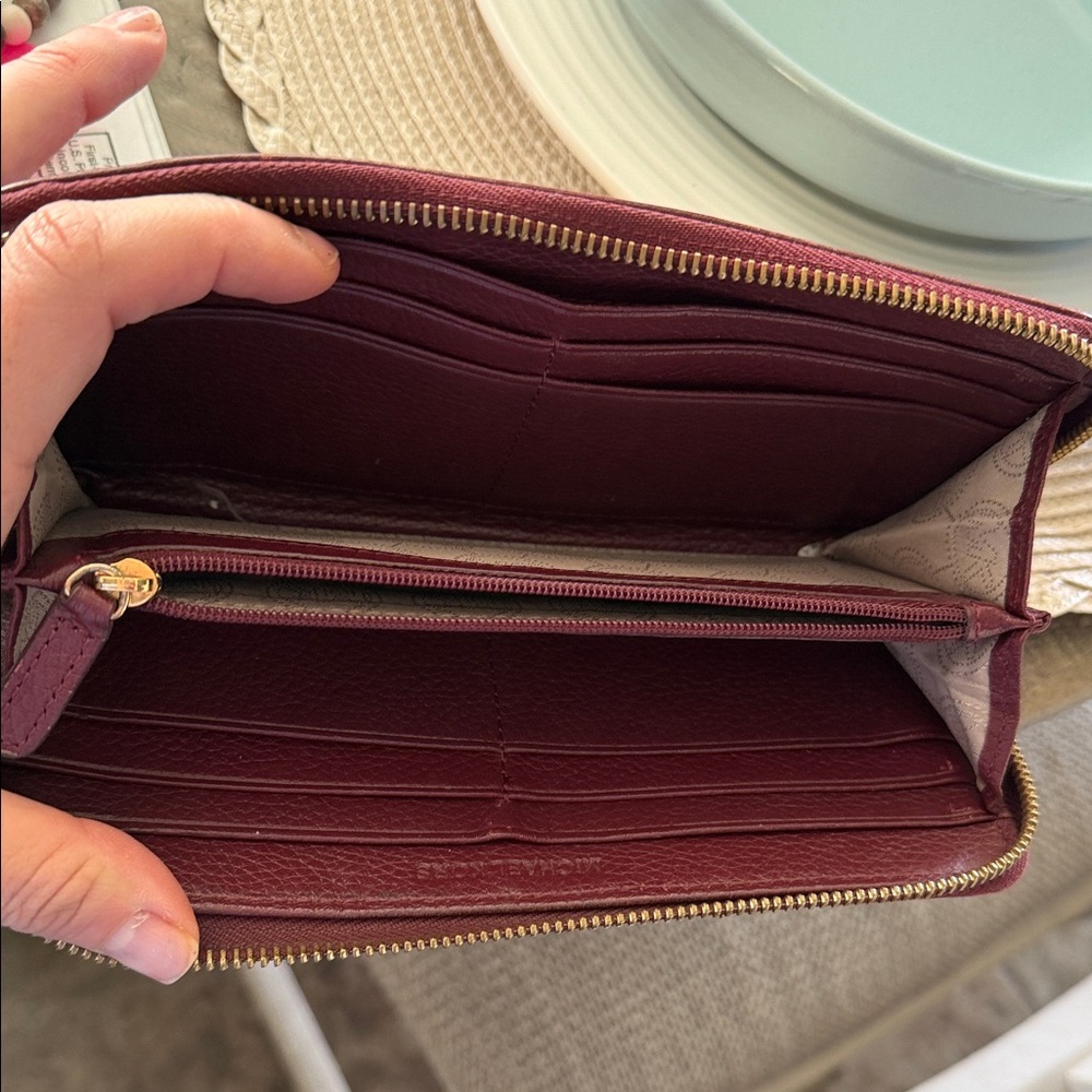 Michael Kors Maroon Leather Wallet with Gold Accents ~ MK - Picture 8 of 15